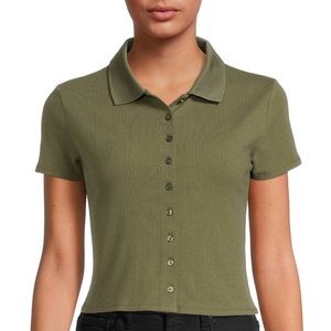 Junior’s Button Front Polo Shirt Size M